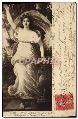 Cartes postales Paris L&#39hotel de ville Salon des lettres L&#39eloquence Leroux