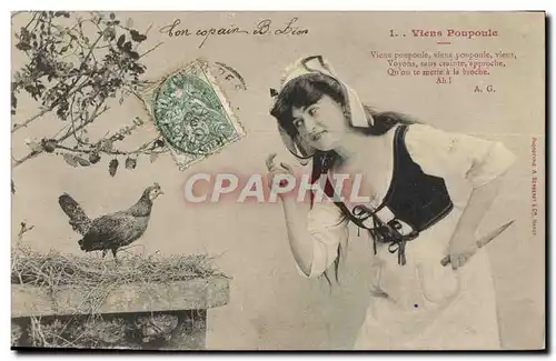 Cartes postales Fantaisie Femme Viens poupoule