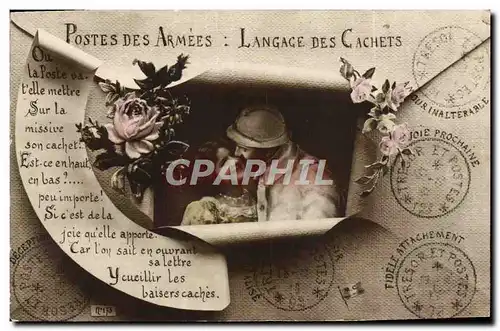 Cartes postales Fantaisie Postes des armees Langage des cachets