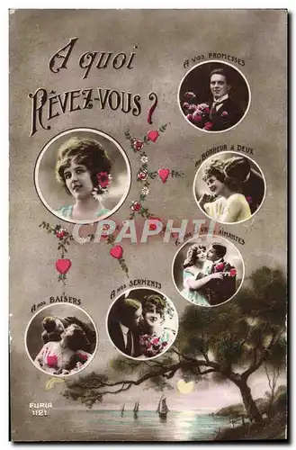 Cartes postales Fantaisie Femme A quoi revez vous ?