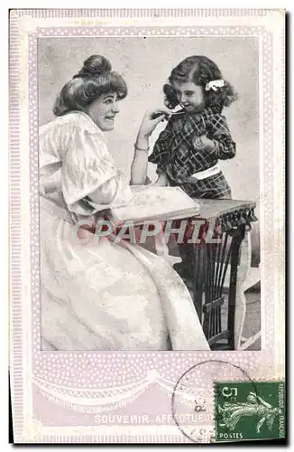 Cartes postales Fantaisie Femme Enfant Souvenir affectueux