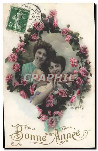 Cartes postales Fantaisie Femmes Coeur Fleurs