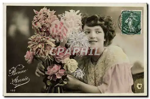 Cartes postales Fantaisie Femme Fleurs