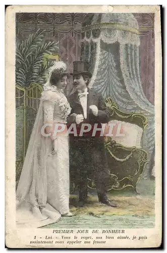 Cartes postales Fantaisie Femme Mariage Premier jour de bonheur