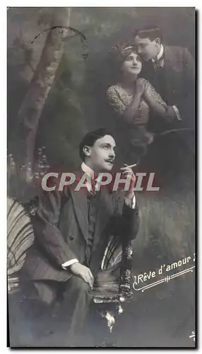 Cartes postales Fantaisie Femme Homme Cigarette Tabac