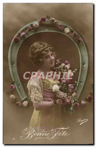 Cartes postales Fantaisie Femme Fer a cheval