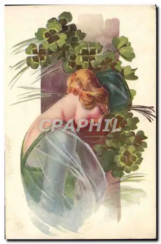 Cartes postales Fantaisie Femme Trefles