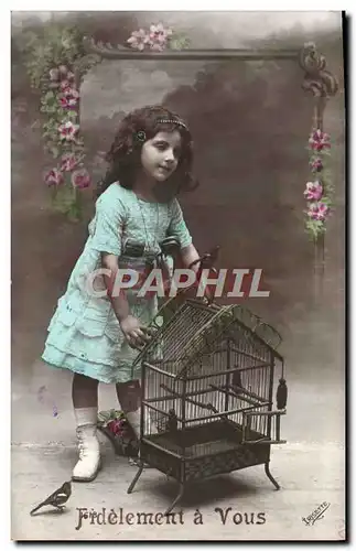 Cartes postales Fantaisie Enfant Oiseau