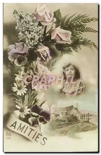 Cartes postales Fantaisie Enfant Fleurs