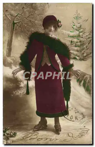 Cartes postales Fantaisie Femme Patins a glace