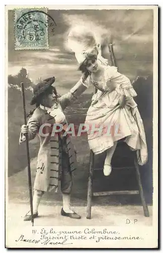 Cartes postales Fantaisie Enfants Colombine Pierrot