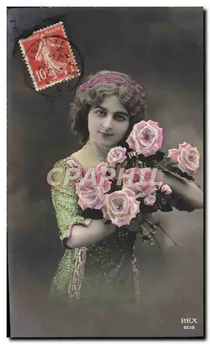 Cartes postales Fantaisie Femme Fleurs