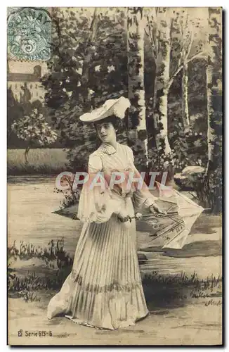 Cartes postales Fantaisie Femme a l&#39ombrelle