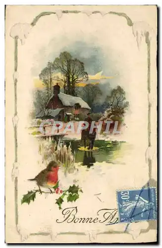 Cartes postales Fantaisie Oiseau Bonne annee
