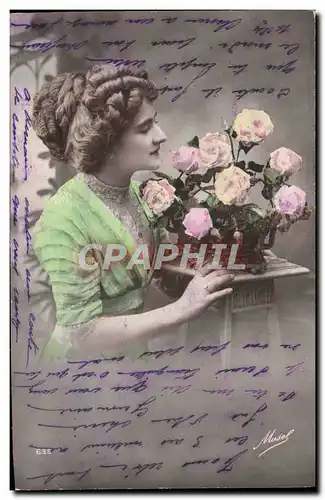 Cartes postales Fantaisie Femme Fleurs