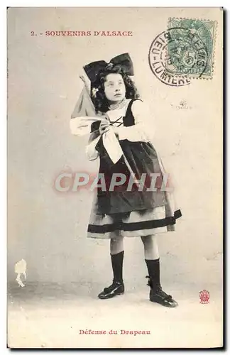 Cartes postales Fantaisie Enfant Alsace Defense du drapeau