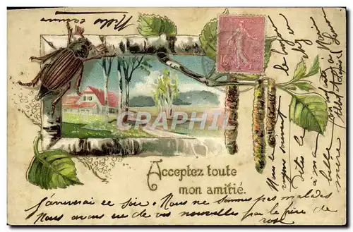 Cartes postales Fantaisie Fleurs Insecte