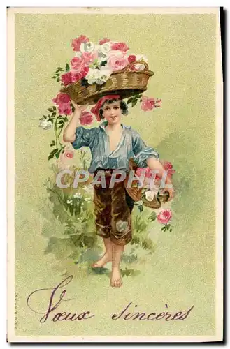 Cartes postales Fantaisie Enfant Fleurs