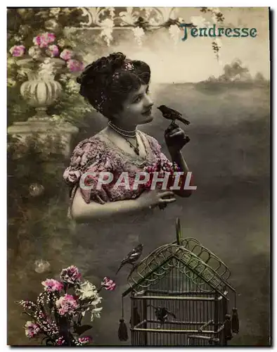 Cartes postales Fantaisie Femme Oiseau