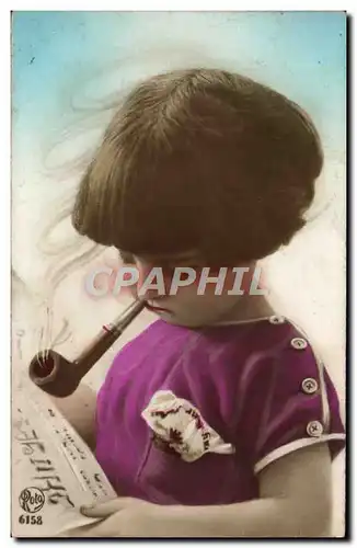 Cartes postales Fantaisie Enfant Pipe Tabac Journal