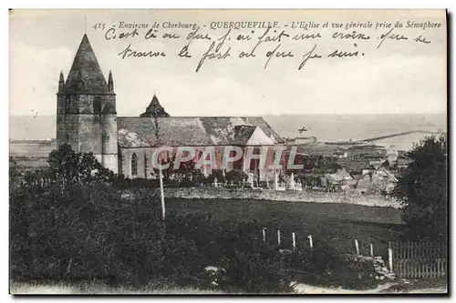 Cartes postales Querqueville L&#39Eglise et vue Generale Prise du Semaphore Environs de Cherbourg