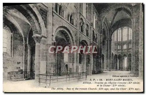 Cartes postales Mont St Michel Abbaye Travees de l'eglise romane et le choeur