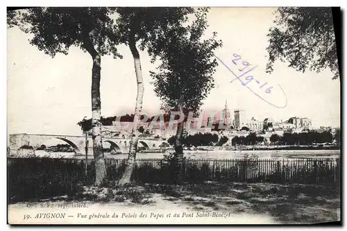 Cartes postales Avignon Vue Generale du Palais des Papes et du Pont Saint Benezet