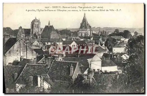 Cartes postales Dreux Vue Generale Eglise St Pierre et l&#39hospice La tour de l&#39ancien Hotel de ville