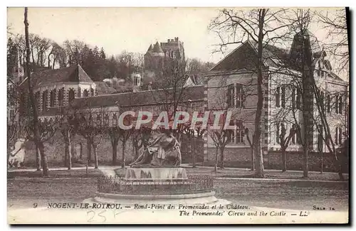 Cartes postales Nogent Le Rotrou Rond Point des promenades et le chateau