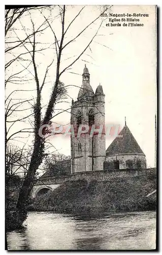 Cartes postales Nogent Le Rotrou Eglise St Hilaire et Bords de L'Huisne