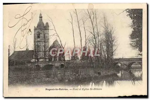 Ansichtskarte AK Nogent Le Rotrou Pont et Eglise St Hilaire