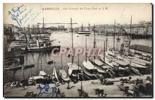 Cartes postales Marseille Vue Generale de Vieux Port Bateaux