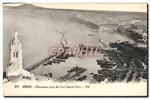 Cartes postales Oran Panorama Pris du Fort Santa Cruz Bateaux