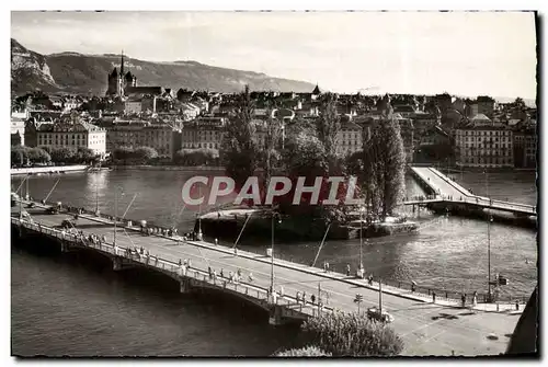 Cartes postales moderne Geneve Le Pont du Mt Blanc Ile Rousseau Le pont des Bergues St Pierre et le Saleve