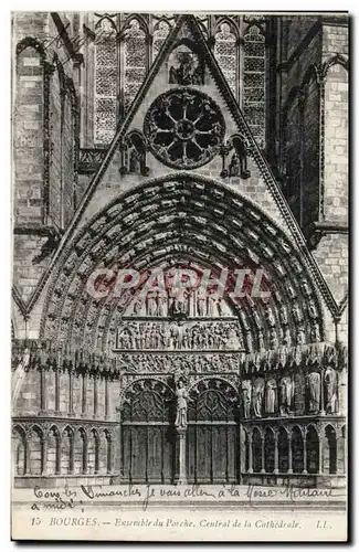 Cartes postales Bourges Ensenible Du Porche Central De La Cathedrale