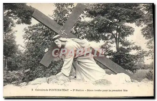 Ansichtskarte AK Calvaire De Pontchateau 3eme Station Jesus Tombe Pour La Premiere Fois