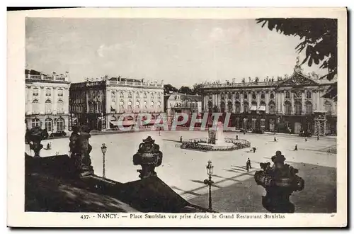 Cartes postales Nancy Place Sonislas Vue Prise Depuis Le Grand restaurant Stanislas