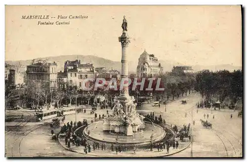 Ansichtskarte AK Marseille Place Cassellane Fontaine Cantini Tramway