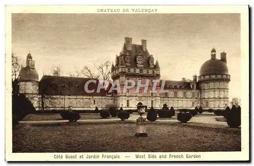 Cartes postales Chateau De Valencay Cote Ouest et jardin francais