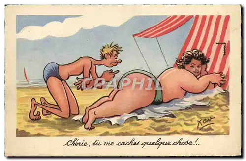 Cartes postales Fantaisie Femme forte Plage