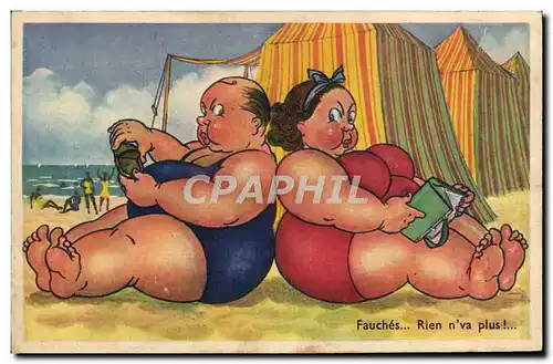 Cartes postales Fantaisie Femme forte Plage