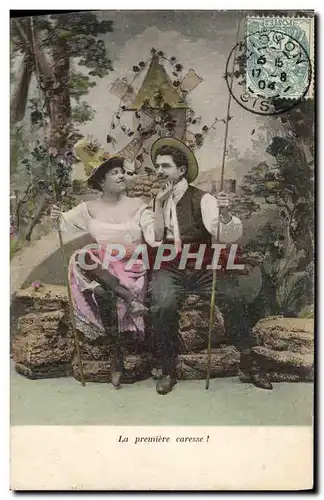 Cartes postales Fantaisie Femme La premiere caresse Peche Pecheur