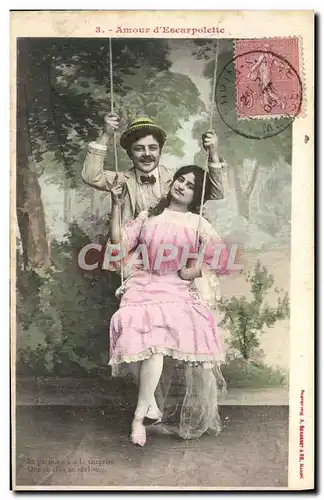 Cartes postales Fantaisie Femme Balancoire