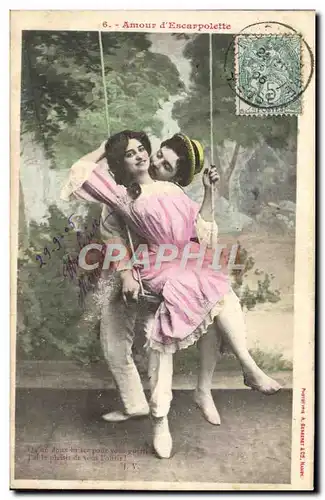 Cartes postales Fantaisie Femme Balancoire