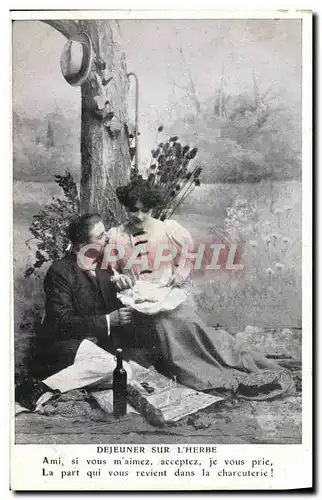 Cartes postales Fantaisie Femme Dejeuner sur l&#39herbe