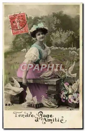 Cartes postales Fantaisie Femme Colombes