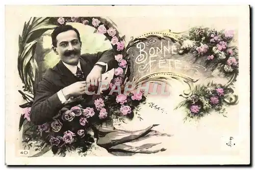 Cartes postales Fantaisie Homme Fleurs