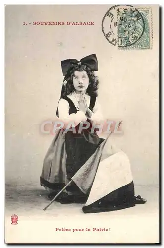 Cartes postales Fantaisie Enfant Alsace Folklore Priere pour la patrie