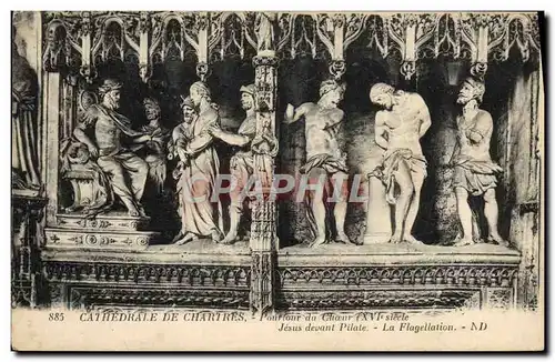 Cartes postales Cathedrale de Chartres Pourtour du choeur Jesus devant Pilate La flagellation