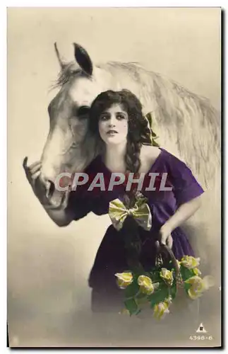 Cartes postales Fantaisie Femme Cheval